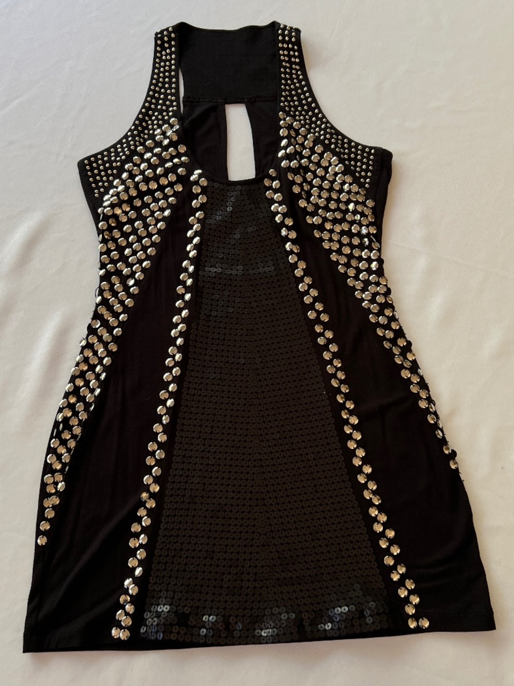 Vintage Arden B Beaded Studded Tunic Top Black Size S